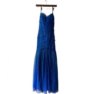 Y2K Deb mermaid‎ blue dress with sequins size 7/8